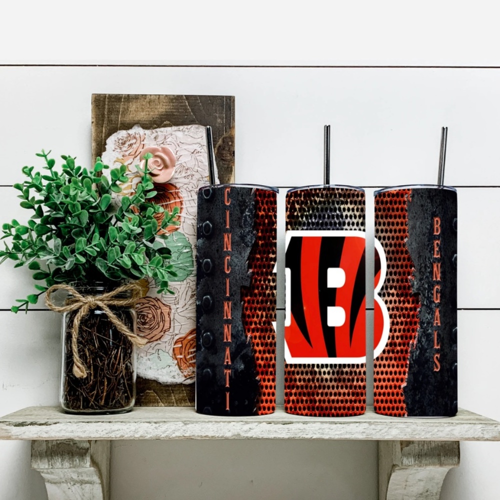 Cincinnati Bengals 20 oz Skinny Inspired Tumblers. Cincinnati Bengals